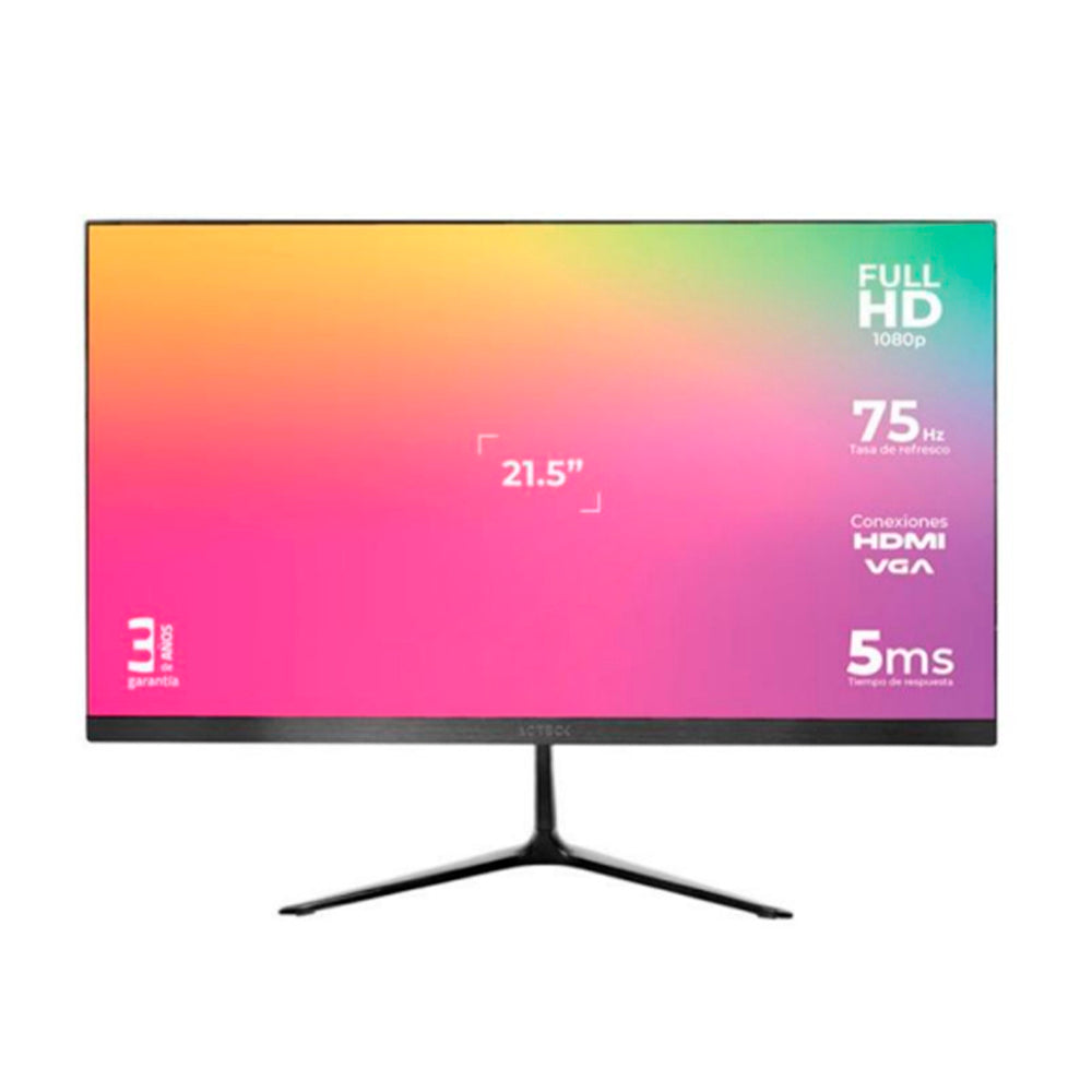 Monitor ACTECK 21.5 LED CAPTIVE VIVID SP215 HDMI VGA plano 75HZ negro