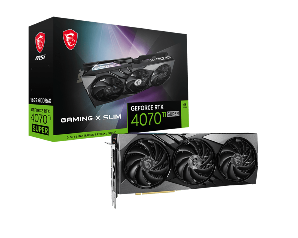 Tarjeta de video MSI 16GB GeForce RTX 4070 TI Super Gaming X Slim 3xfan GDDR6 DLSS3 1xHDMI 3xDP