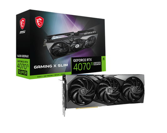 Tarjeta de video MSI 16GB GeForce RTX 4070 TI Super Gaming X Slim 3xfan GDDR6 DLSS3 1xHDMI 3xDP