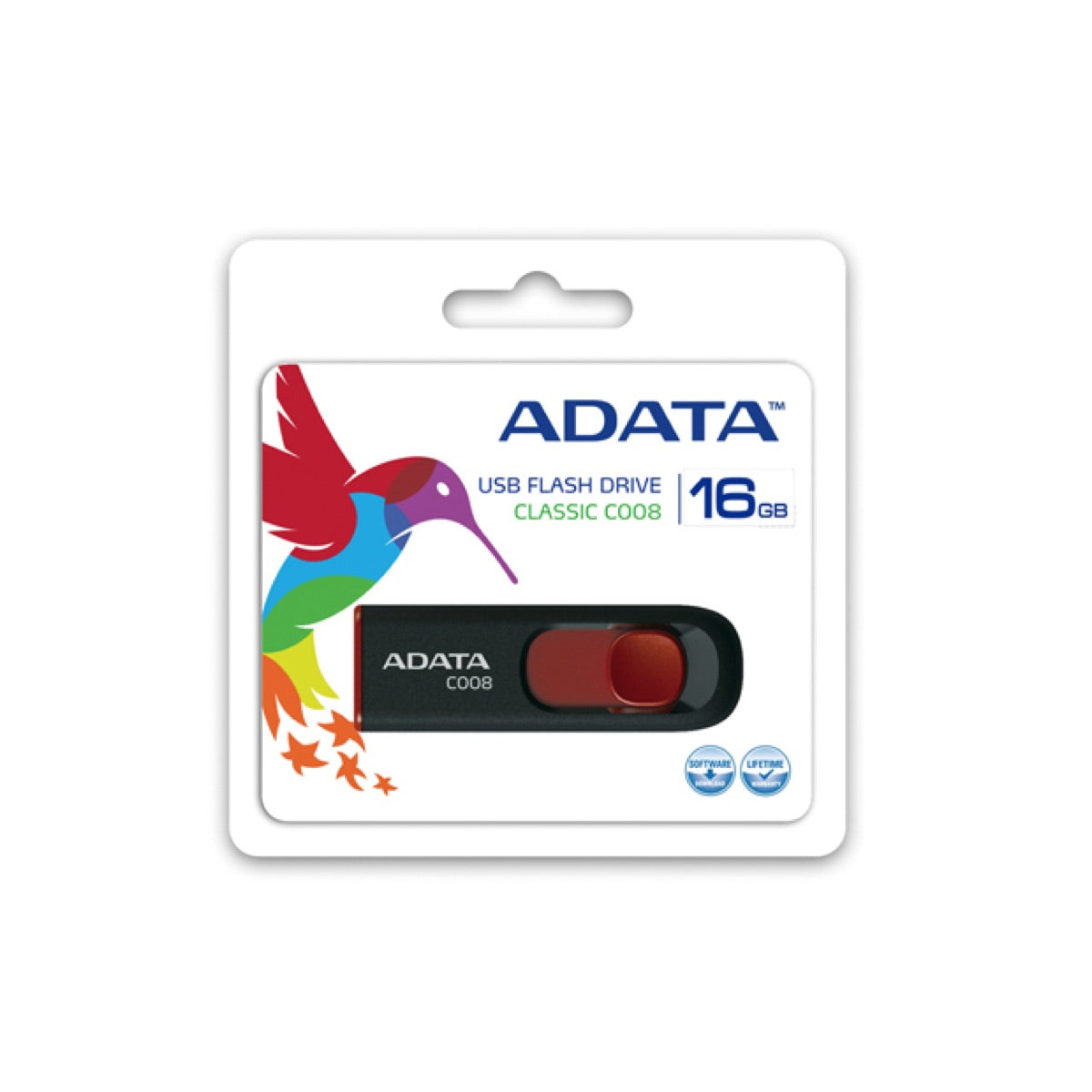 ADATA C008 unidad flash USB 16 GB USB tipo A 2.0 Negro, Rojo