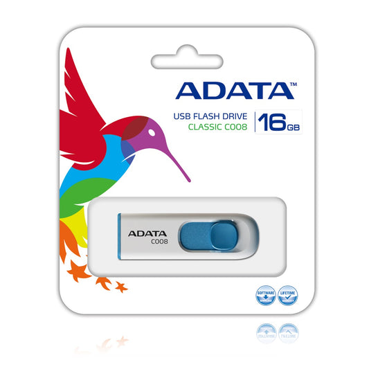 ADATA C008 unidad flash USB 16 GB USB tipo A 2.0 Azul, Blanco