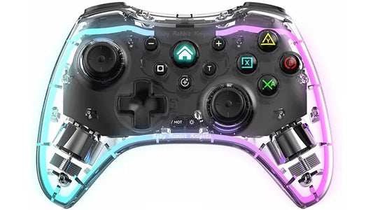 Control Balam Rush Glow G595 Azender Neon Transparente inalambrico Bluetooth Android Nintendo Switch PC PlayStation 4 Playstation 3 iOS