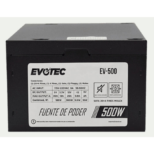 Evotec EV-500 unidad de fuente de alimentación 500 W 20+4 pin ATX Negro
