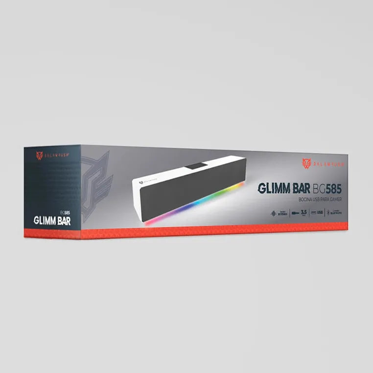 Bocinas Balam Rush Glimm Bar BG585 Blanco Bluetooth/auxiliar3.5 Control Digital RGB 10W RMS