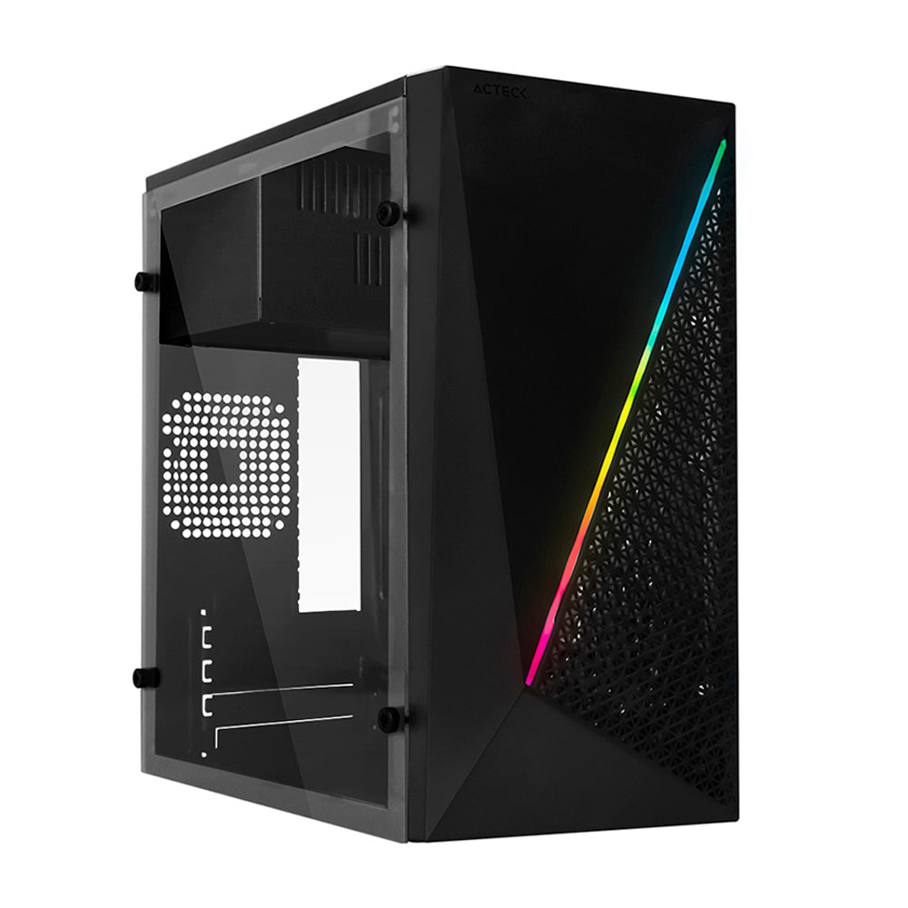 Gabinete Acteck Kioto GC460 Compacto Negro Fuente 500 Watts 2xUSB2.0 1xUSB 3.0 MicroATX/ Mini ITX
