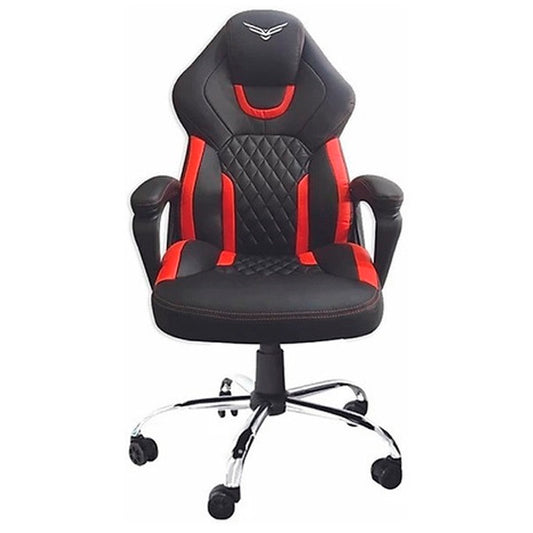 Silla gamer Naceb tank color Negro con Rojo de piel sintetica vinil altura y respaldo ajustable