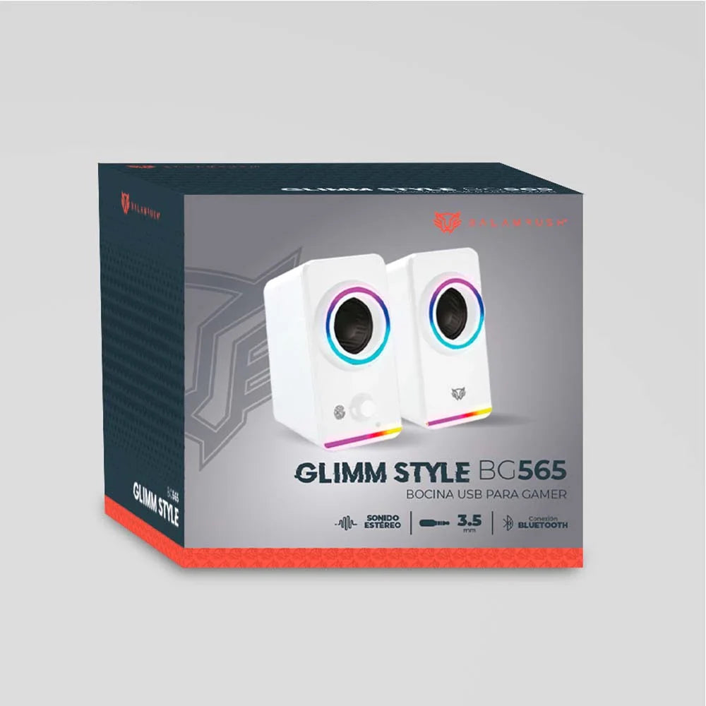 Bocinas Balam Rush Glimm Style BG565 Blanco Bluetooth 10 W 2.0 Canales Iluminación RGB