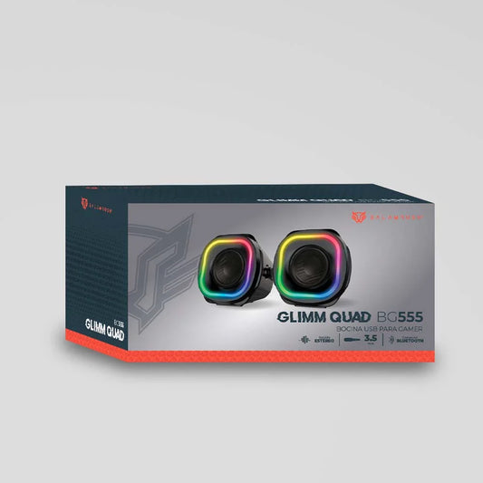 Bocinas Balam Rush Glimm Quad BG555 Negro Bluetooth 10W 2.0 Canales Iluminación RGB