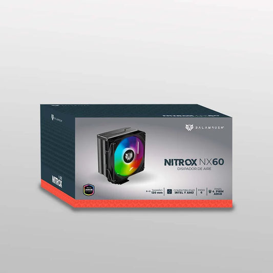 Enfriamiento de Aire Balam Rush Negro Nitrox NX60 6 Tubos de calor de cobre 1 Vent Silencioso de 120mm ARGB Torre de Calor en Aluminio