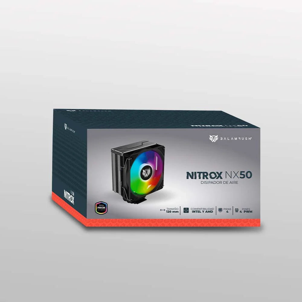 Enfriamiento de Aire Balam Rush Negro Nitrox NX50 4 Tubos de calor de cobre 1 Vent Silencioso de 120mm ARGB Torre de Calor en Aluminio