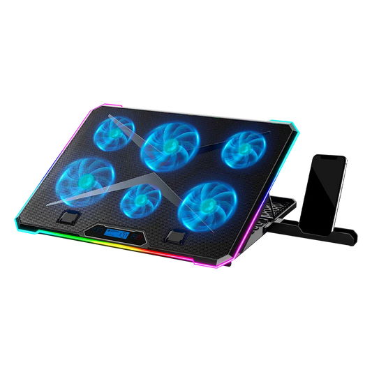 Base enfriadora Balam Rush para laptop 15 a 17 Eolox Freez EF707 6 Vent RGB Pantalla LCD