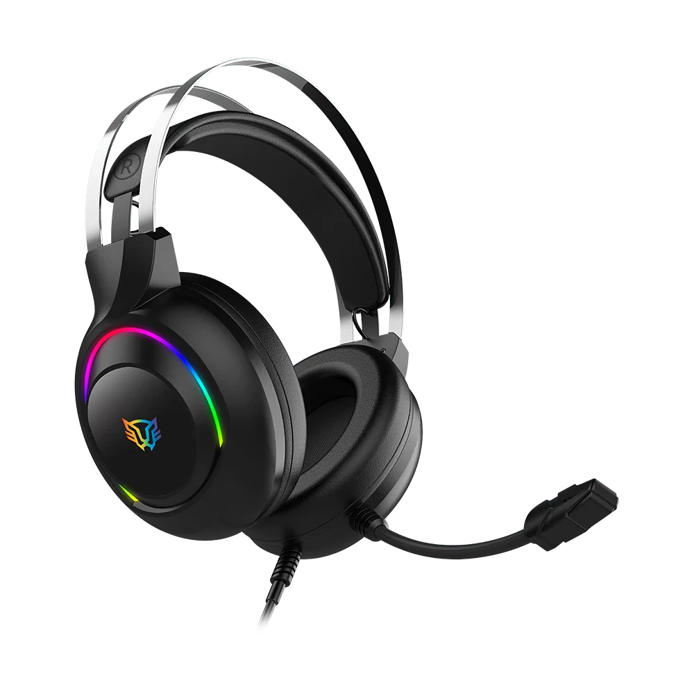 Audifonos Balam Rush Hesix II HS688 Azender Negro alámbricos Over Ear Microfono Fijo Compatible con PC Dispositivos móviles Consolas RGB Jack 3.5 m