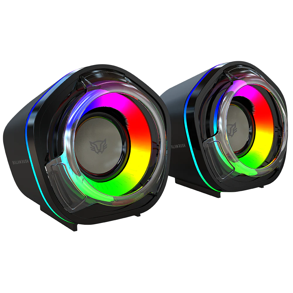 Bocinas Balam Rush Glimm Penta BG545 Negro Bluetooth 5.0 USB A Sonido Estereo 2.0 Canales 6W RGB Azender