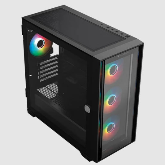 Gabinete Balam Rush Twin Mate 8000B Media torre negro cristal 4xVentiladores ARGB Mini ITX/Micro ATX sin fuente panel frontal intercambiable cristal/malla