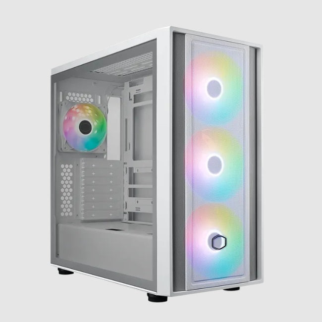 Gabinete Cooler Master MasterBox 600 Media torre Blanco cristal 4xVentiladores ARGB ITX / Micro ATX / ATX sin fuente