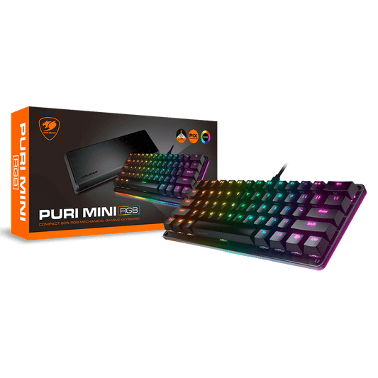 Teclado Cougar Puri Mini Mecanico Negro USB RGB con protector magnetico interruptores rojos