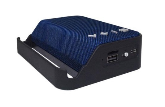 Bocina Highlink Handle color azul Bluetooth 4.2 lector memorias USB y SD batería 800mAh con soporte para colocar celular