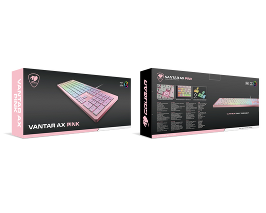 Teclado Cougar VANTARA X Rosa USB RGB marco de aluminio interruptores Scissor-Switch ultra delgado