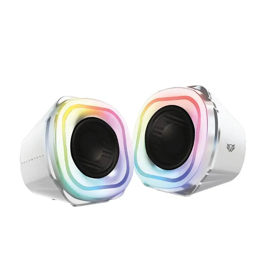 Bocinas Balam Rush Glimm Quad BG555 Blanco Bluetooth 10W 2.0 Canales Iluminación RGB