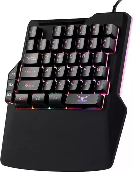 Teclado gamer Naceb one hand alambrico atheris retroiluminado rgb