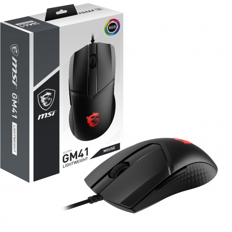 Mouse MSI CLUTCH GM41 LIGHTWEIGHT V2 USB alambrico RGB DPI hasta 6400