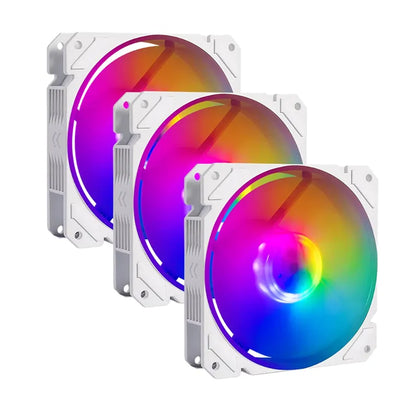 Kit 3 Ventiladores Balam Rush 120mm BlancoEolox Blaze EX70KW ARGB Rainbown 120x120x25mm 1200RPM Hidráulico 12V Incluye Hub 4 Pin + 3 Pin