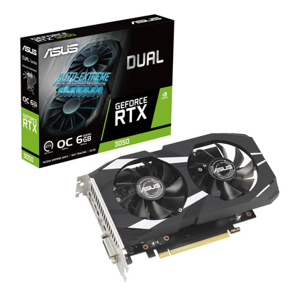 Tarjeta de video Asus 6GB GeForce RTX 3050 2xfan DDR6 DLSS 3 OC 1xDVI 1xHDMI 1xDP DUAL-RTX3050-O6G