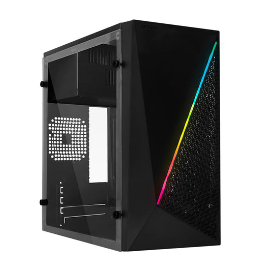 Gabinete Acteck Kioto GC460 Compacto Negro Fuente 500 Watts 2xUSB2.0 1xUSB 3.0 MicroATX/ Mini ITX