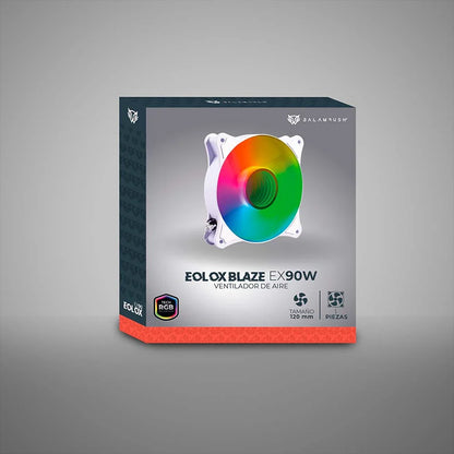 Ventilador Balam Rush 120mm Blanco Eolox Blaze EX90 ARGB Rainbown 120x120x25mm 1200RPM Hidráulico 12V