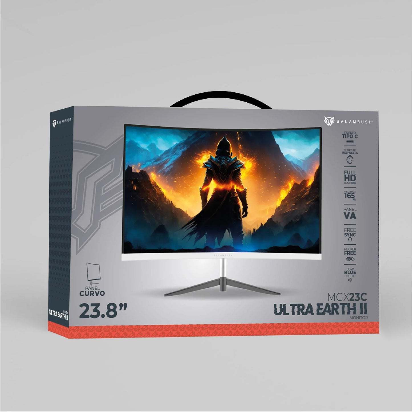 Monitor Balam Rush 23.8 Ultra Earth II MGX23C VA curvo Blanco Full HD 1MS 165Hz HDMI + DP + TYPE-C 15W + 3.5mm