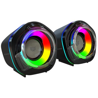 Bocinas Balam Rush Glimm Penta BG545 Negro Bluetooth 5.0 USB A Sonido Estereo 2.0 Canales 6W RGB Azender