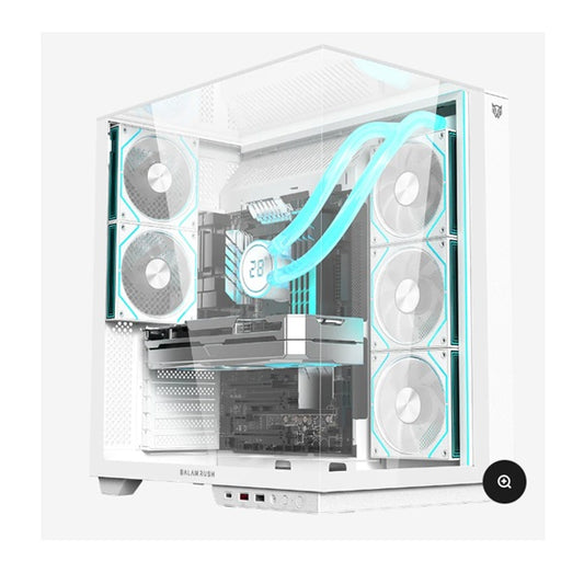 Gabinete Balam Rush TTank Majestic 7600 Legend Media torre Blanco cristal 5xVentiladores ARGB ATX /Micro ATX/ Mini ITX sin fuente