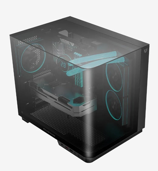 Gabinete Balam Rush Thank Expert Curve 6800 Mini torre negro cristal sin bordes 3xVentiladores ATX /Micro ATX/ Mini ITX sin fuente