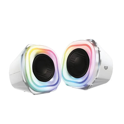 Bocinas Balam Rush Glimm Quad BG555 Blanco Bluetooth 10W 2.0 Canales Iluminación RGB